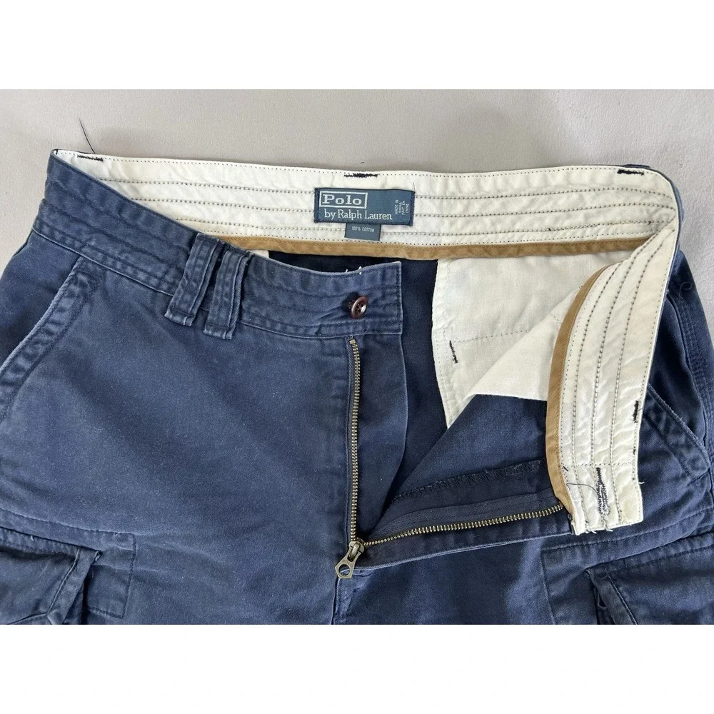 Polo Ralph Lauren Cargo Shorts Mens 33 Navy Blue Chino Gellar Fatigue Preppy Y2K